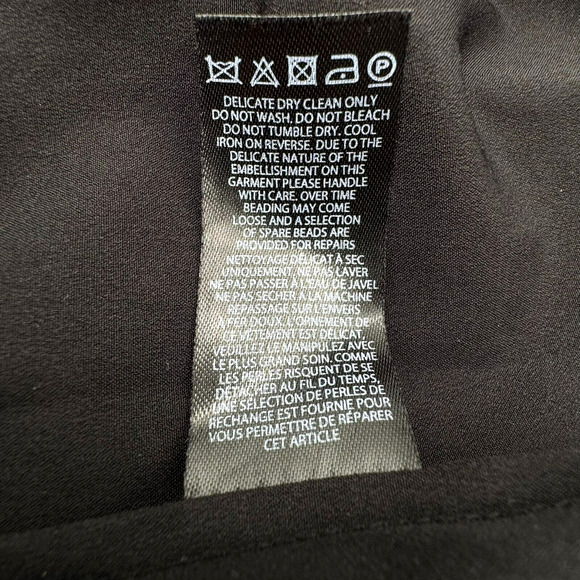 NEEDLE & THREAD Size 2 Black Full Beaded Floral Lined Cocktail Dress Prom Formal - Picture 8 of 10